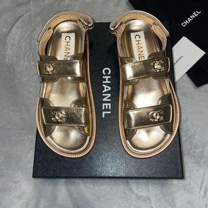 Chanel ‘Dad’ sandals in gold